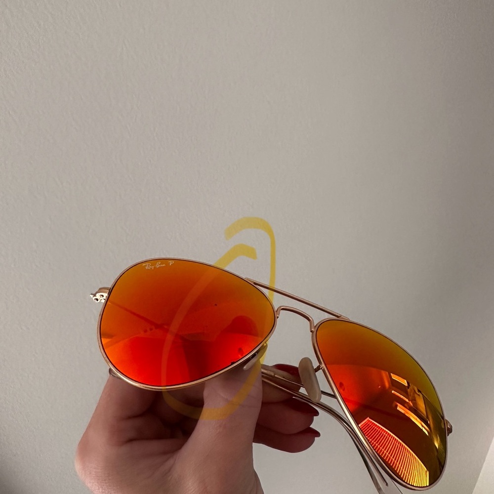 Ray-Ban Aviator Sunglasses with Fiery Red Lenses - Picture 3 of 6